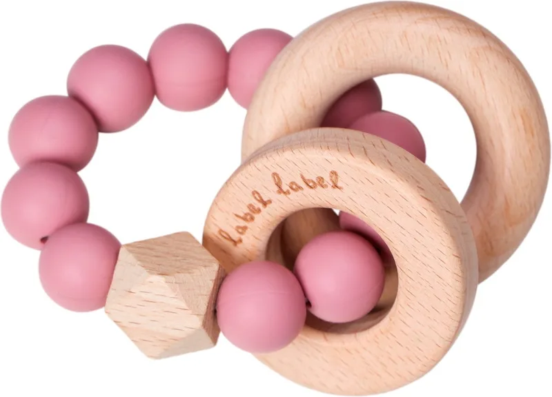 Hout & Silicone Kralen Bijtring LLST-15188 de Label Label en Rose – photo produit
