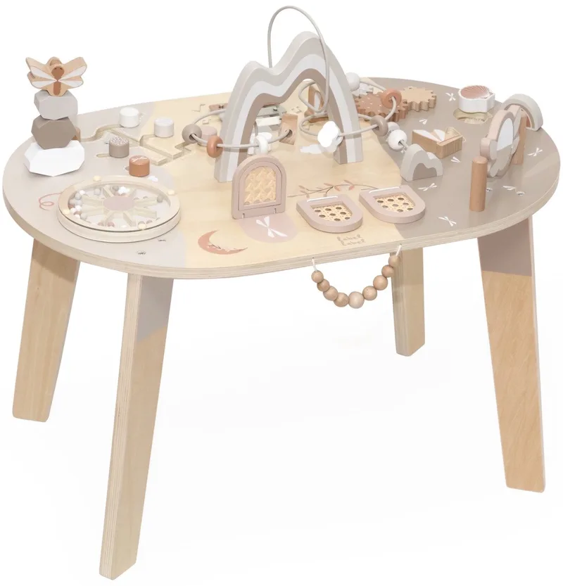 Houten Activiteitentafel - Activiteitentafel met Meerdere Speelfuncties - Stimuleert Motorische Vaardigheden en Hand-Oogcoördinatie - Vanaf 2 Jaar by Label Label in Nougat – product photo