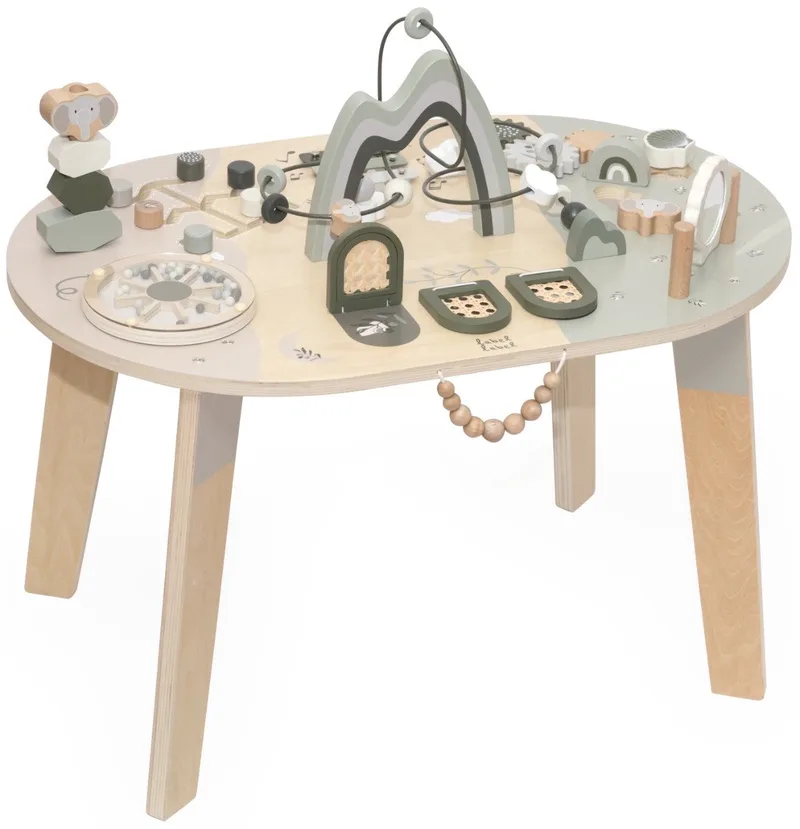 Houten Activiteitentafel - Activiteitentafel met Meerdere Speelfuncties - Stimuleert Motorische Vaardigheden en Hand-Oogcoördinatie - Vanaf 2 Jaar - Olijfgroen van Label Label in Groen – productfoto