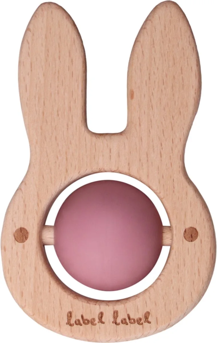 Konijn Roze Hout & Silicone Bijtspeeltje LLST-15256 von Label Label in Natur, Rosa – Produktfoto