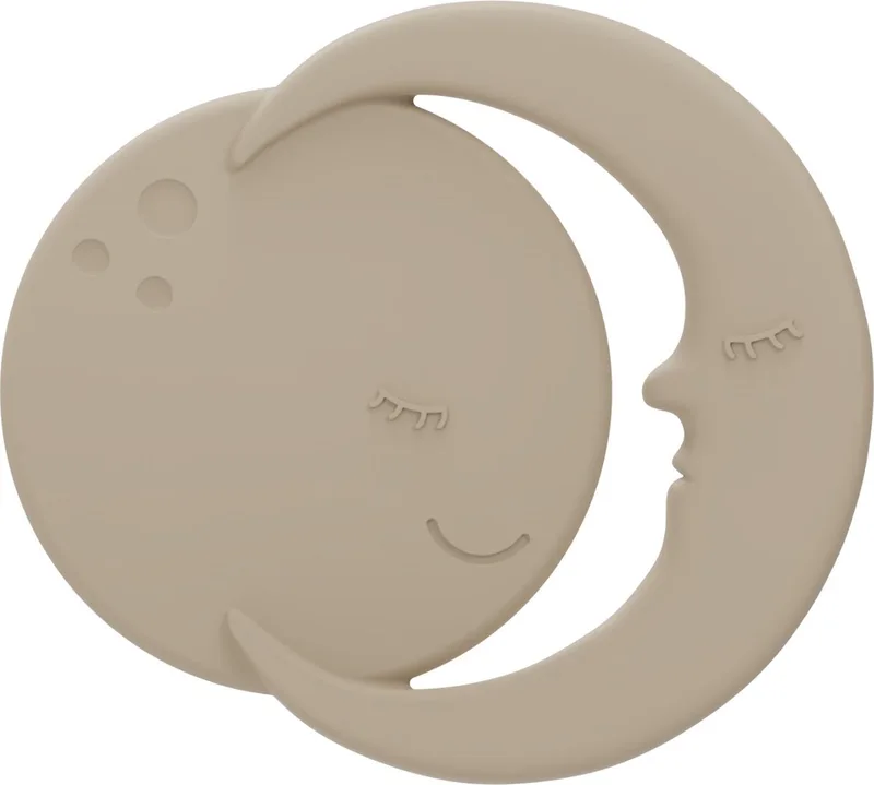 Maan Silicone Bijtring van Label Label in Nougat – productfoto