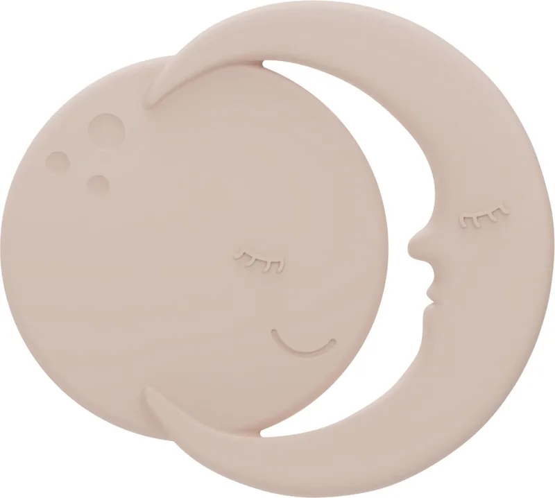 Maan Silicone Bijtring van Label Label in Roze – productfoto