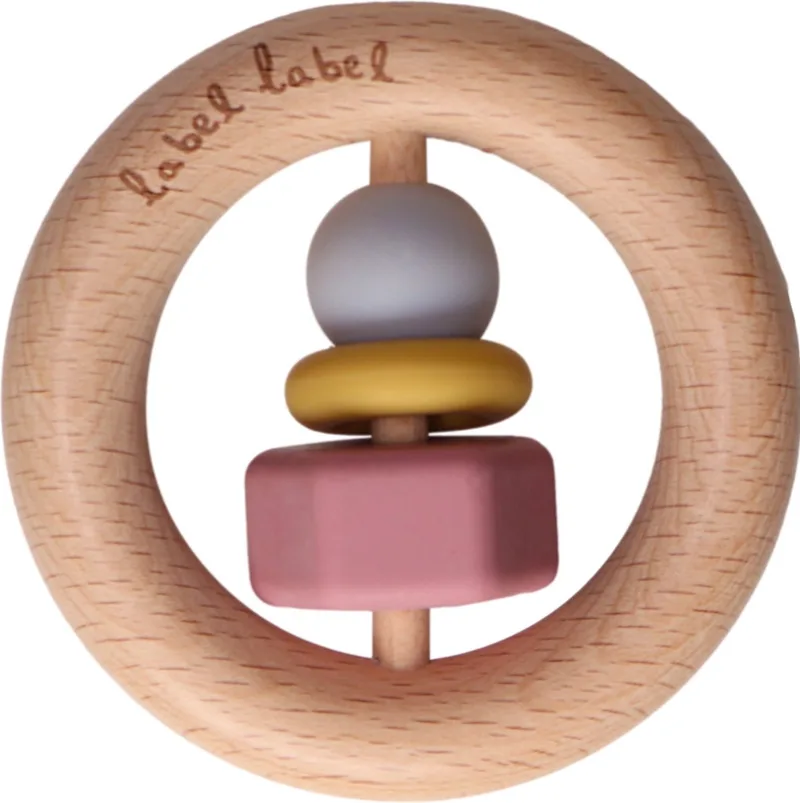 Roze Hout & Silicone Bijtring LLST-15126 von Label Label in Rosa, Natur – Produktfoto