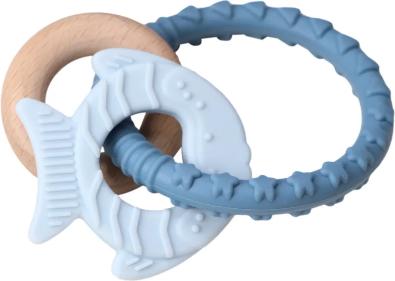 Vis Blauw Silicone Bijtring LLST-15164 från Label Label i Blå, Natur – produktbild