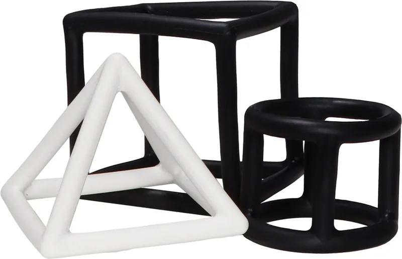 Zwart/Wit 3 stuks Geometrische Silicone Bijtringen LLST-15317 de Label Label en Noir – photo produit