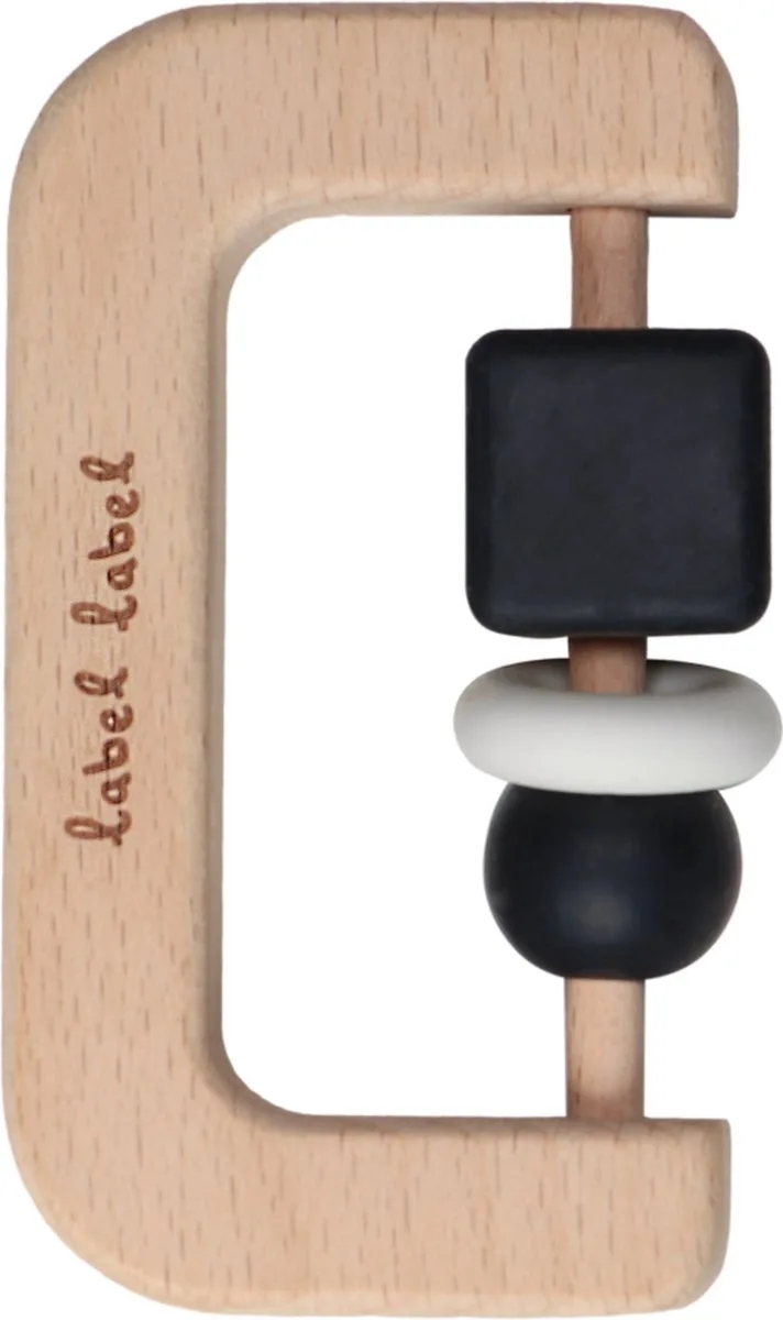 Zwart/Wit Hout & Silicone Bijtring LLST-15140 van Label Label in Zwart, Wit, Naturel – productfoto