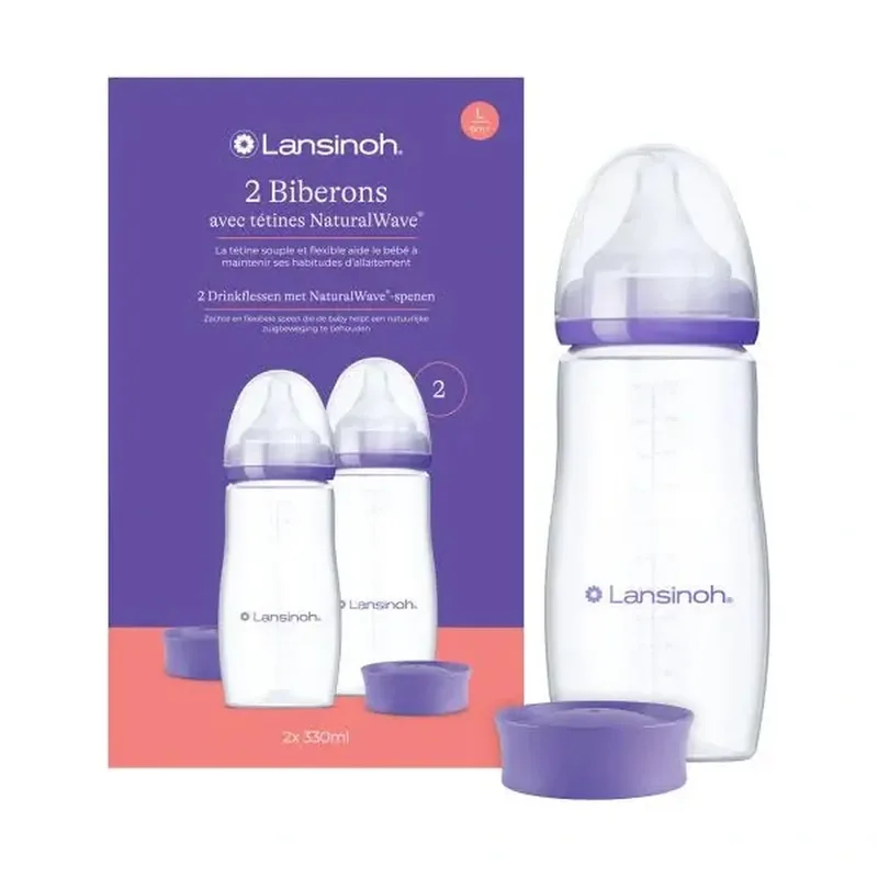 Babyfles 2x 330ml - +6 maanden/L by Lansinoh – product photo