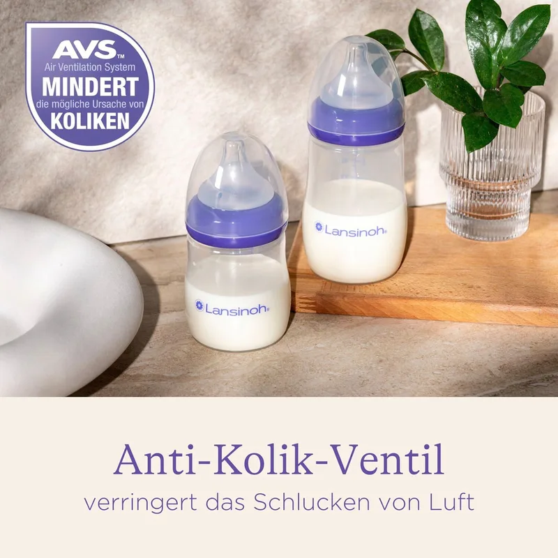 Natural Wave Fles – 2-Pack – 240 ml | Anti-koliek en ideaal voor borst-naar-fles overgang von Lansinoh – Produktfoto 3 von 3