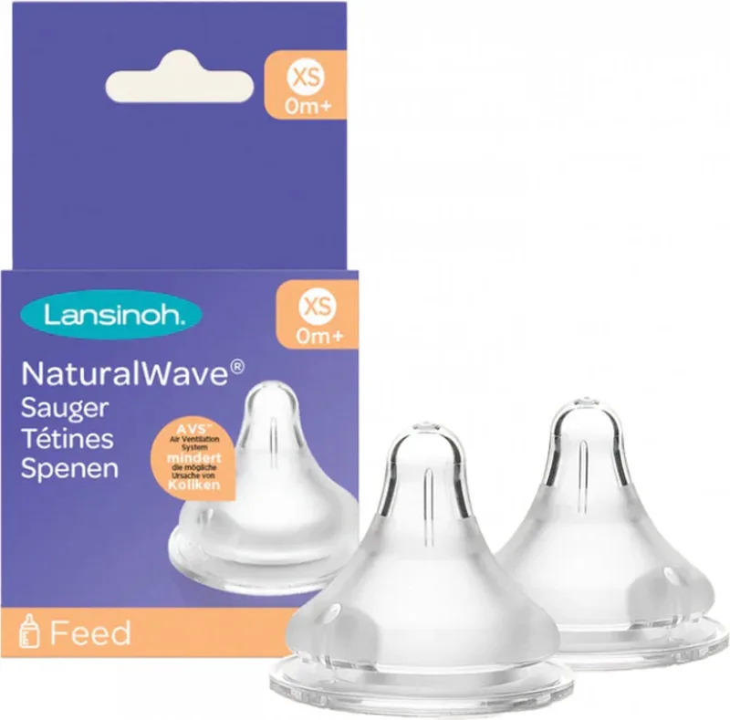 Speen Natural Wave Flow XS 0mnd+ 2-Pack van Lansinoh in Transparant – productfoto 1 van 3
