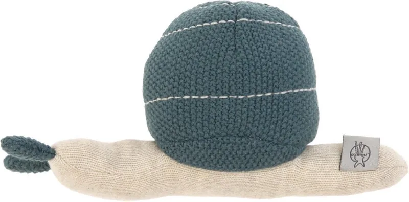 gebreid speeltje en knuffel met rammelaar Garden Explorer Snail blue by Lässig in White – product photo