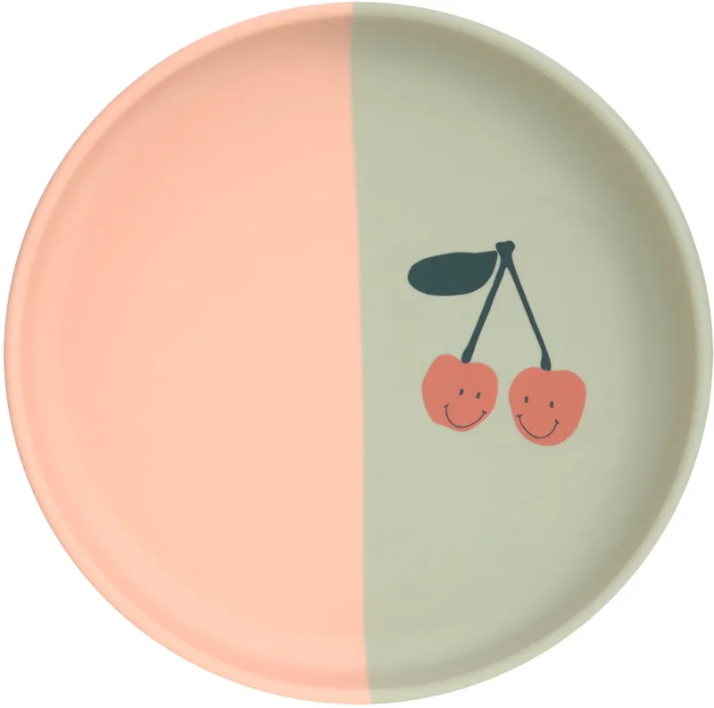 Happy Fruits Bord - Siliconen - Cherry de Lässig en Rose – photo produit