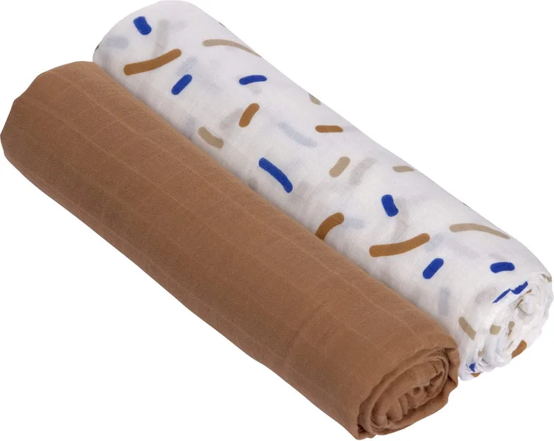 Hydrofiele luier swaddle doek 120x120cm XL Little Mateys royal blue 2 stuks van Lässig in Wit – productfoto