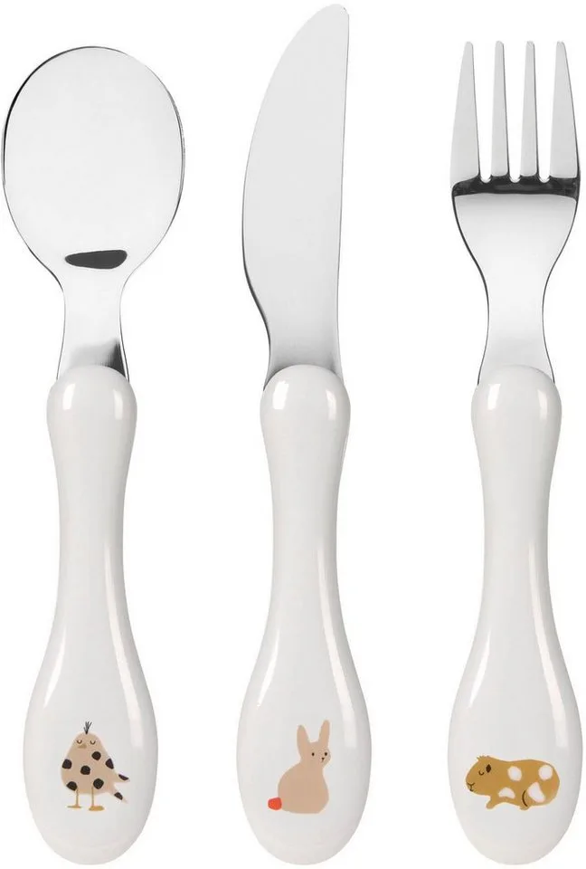 Kinderbesteck Little Mateys, spicy orange (3-tlg), Edelstahl de Lässig en Orange, Blanc – photo produit 2 sur 4