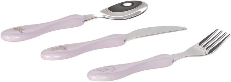 Kinderbesteck Tiny Team Cat (3-tlg), Edelstahl de Lässig en Rose – photo produit 3 sur 3