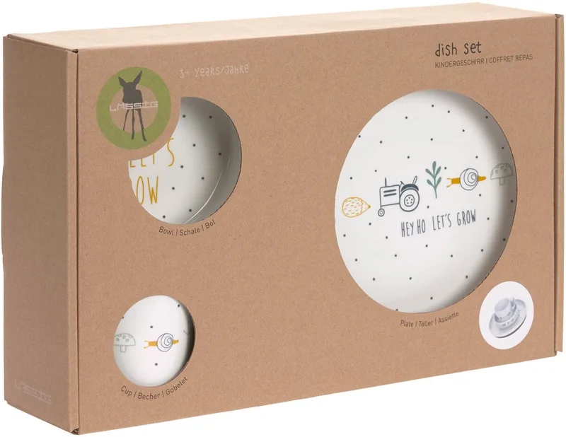 Kindergeschirr-Set Garden Explorer, Traktor (3-tlg), 1 Personen, Porzellan, Silikon, rutschfest de Lässig en Bleu, Multicolore – photo produit 3 sur 4