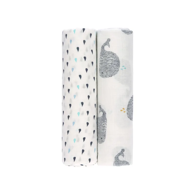 Lässig 2er-Pack Mullwindeln Heavenly Soft Swaddle XL 120x120 cm by Lässig in Blue, 1200 × 1200 mm – product photo
