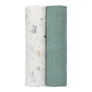 Lässig 2er-Pack Mullwindeln Heavenly Soft Swaddle XL 120x120 cm by Lässig in Green, 120 × 120 mm – product photo 1 of 3