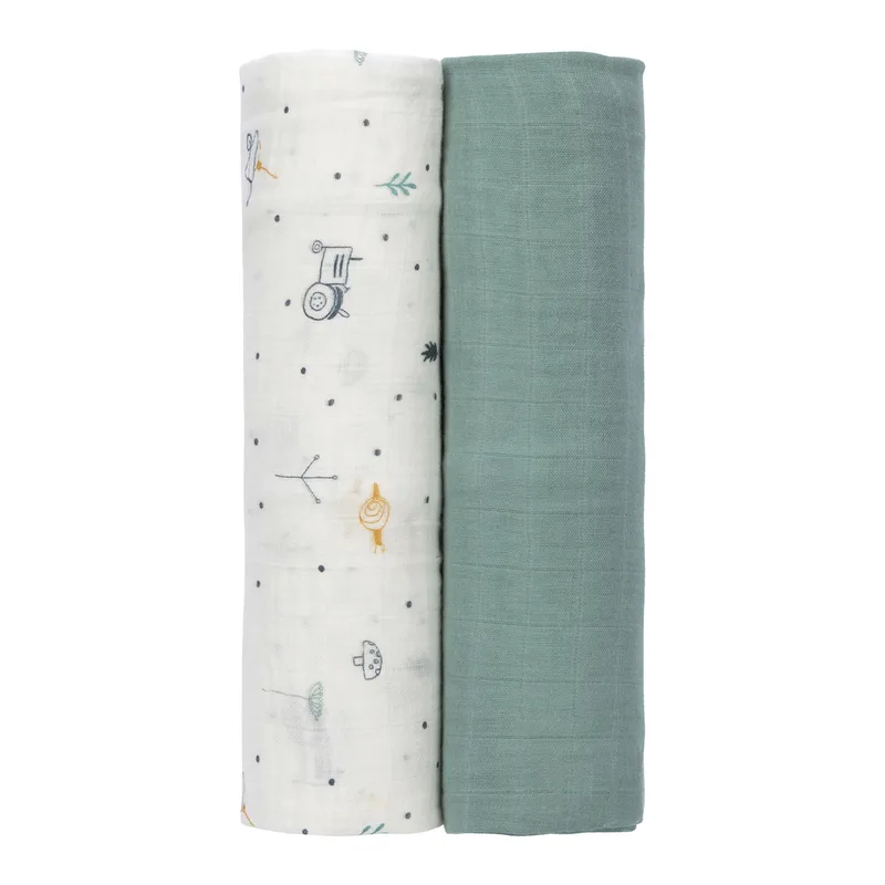 Lässig 2er-Pack Mullwindeln Heavenly Soft Swaddle XL 120x120 cm by Lässig in Green, 120 × 120 mm – product photo