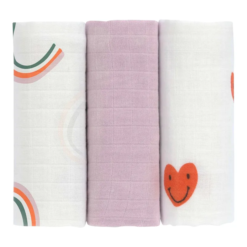 Lässig 3er-Pack Mullwindeln 60x60 cm Happy Rascals van Lässig in Paars, 60 × 60 × 0,2 mm – productfoto