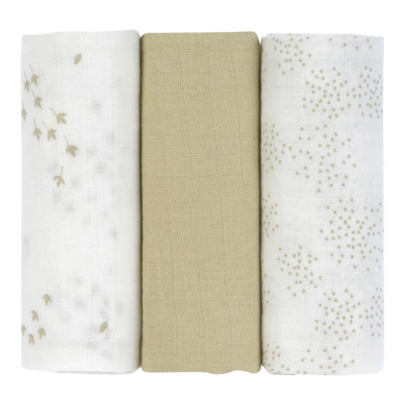 Lässig 3er-Pack Mullwindeln 60x60 cm van Lässig in Oliv, Wit, 60 × 60 mm – productfoto