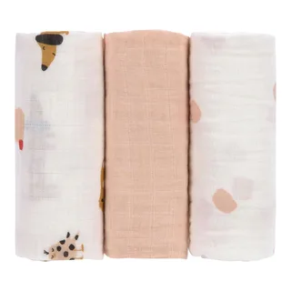 Lässig 3er-Pack Mullwindeln 60x60 cm von Lässig in Rosa, 60 × 60 mm – Produktfoto 1 von 3
