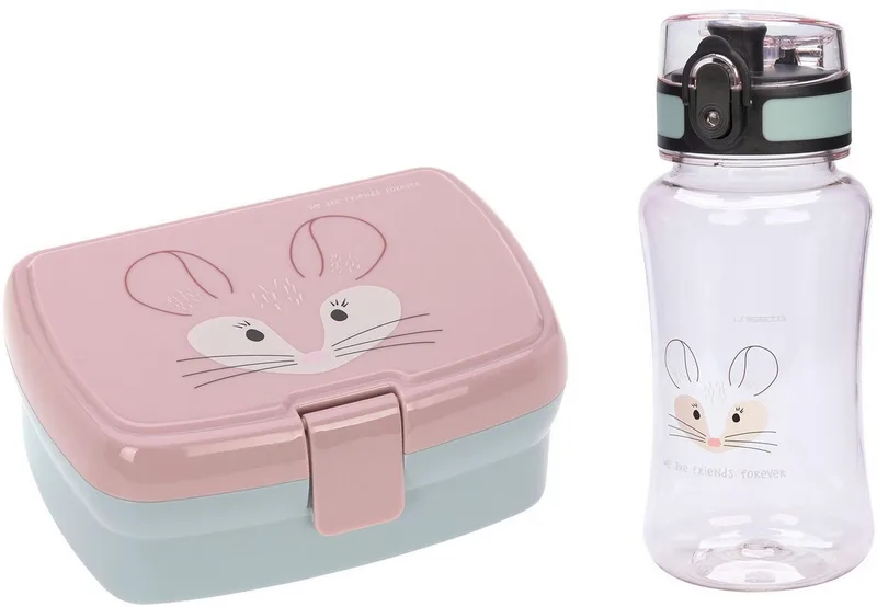 Lunchbox About Friends, Chinchilla, Polyprophylen (PP), Tritan, (Set, 2-tlg), mit Trinkflasche de Lässig en Gris, Rose – photo produit 1 sur 5