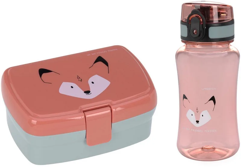Lunchbox About Friends, Fuchs, Polyprophylen (PP), Tritan, (Set, 2-tlg), mit Trinkflasche by Lässig in Grey, Orange – product photo 1 of 5