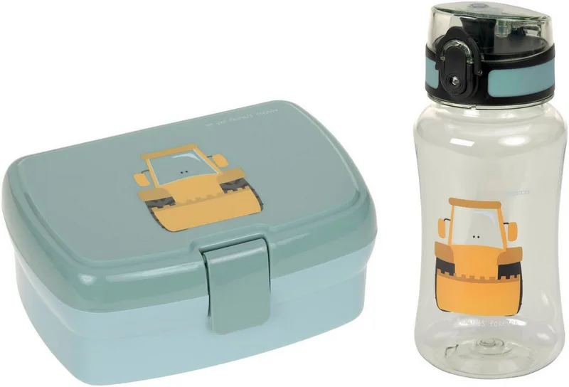 Lunchbox Tiny Drivers, Excavator, Polyprophylen (PP), Tritan, (Set, 2-tlg), mit Trinkflasche de Lässig en Vert – photo produit 1 sur 5