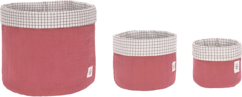 opberg manden voor de kinderkamer Set Muslin Rosewood 3 Stuks by Lässig in Pink, White – product photo