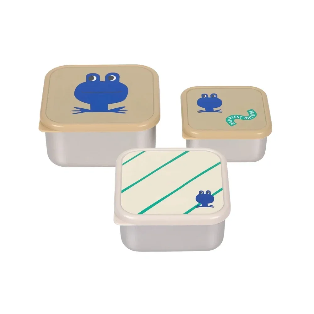 Roestvrije Snackbox 3 Delige Set - Happy Trails Frogs by Lässig – product photo