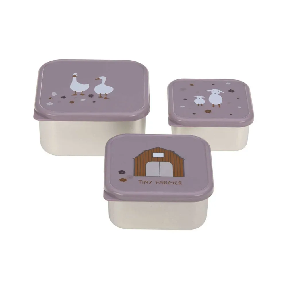 Roestvrije Snackbox 3 Delige Set - Tiny Farmer Lilac de Lässig – photo produit