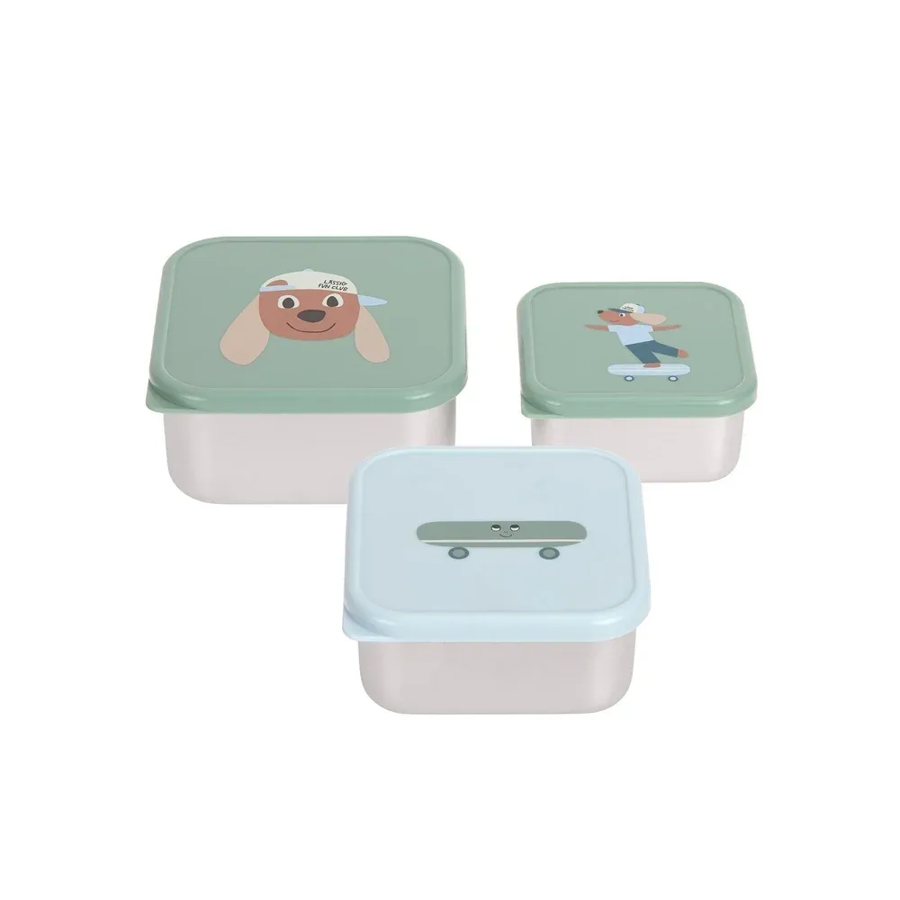 Roestvrije Snackbox 3 Delige Set - Tiny Team Hond de Lässig – photo produit