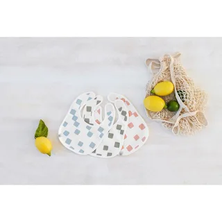 Set Van 3 GOTS Newborn Slabbetjes - Happy Fruits Light Blue van Lässig – productfoto 2 van 2