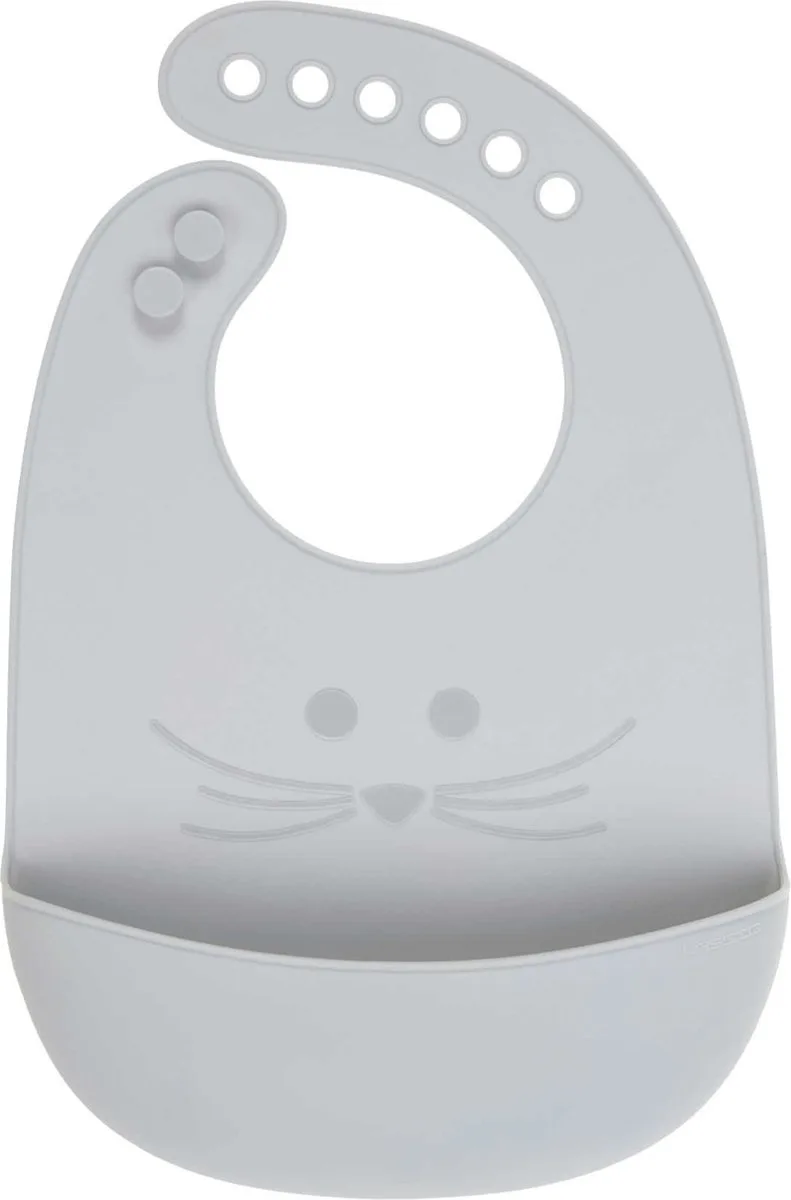 slabbetje Silicone Little Chums Mouse grey 6 tot 24 maanden de Lässig en Gris – photo produit