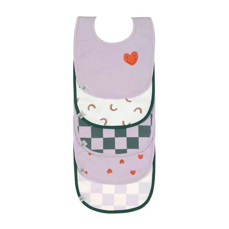Slabbetjes 5 Pack (3-18M) - Happy Rascals Heart Lavender van Lässig – productfoto