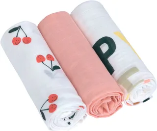 Stoffwindeln Mulltuch-Set L Happy Fruits Cherry (Set, 3-St) von Lässig in Lila – Produktfoto 2 von 5