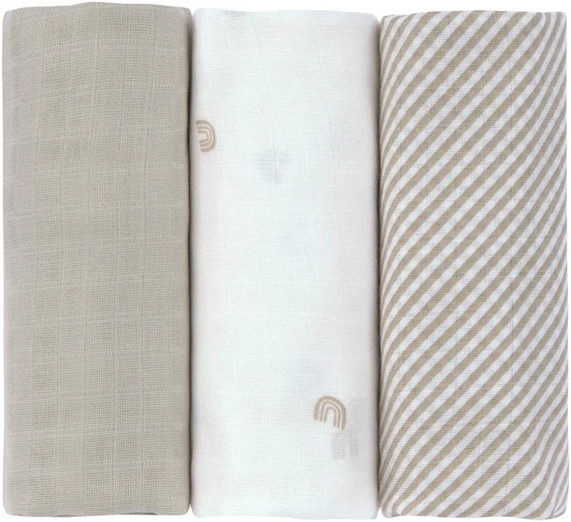 Stoffwindeln Swaddle & Burp Blanket, L, Rainbow (Set, 3-St) by Lässig in Beige – product photo 1 of 5