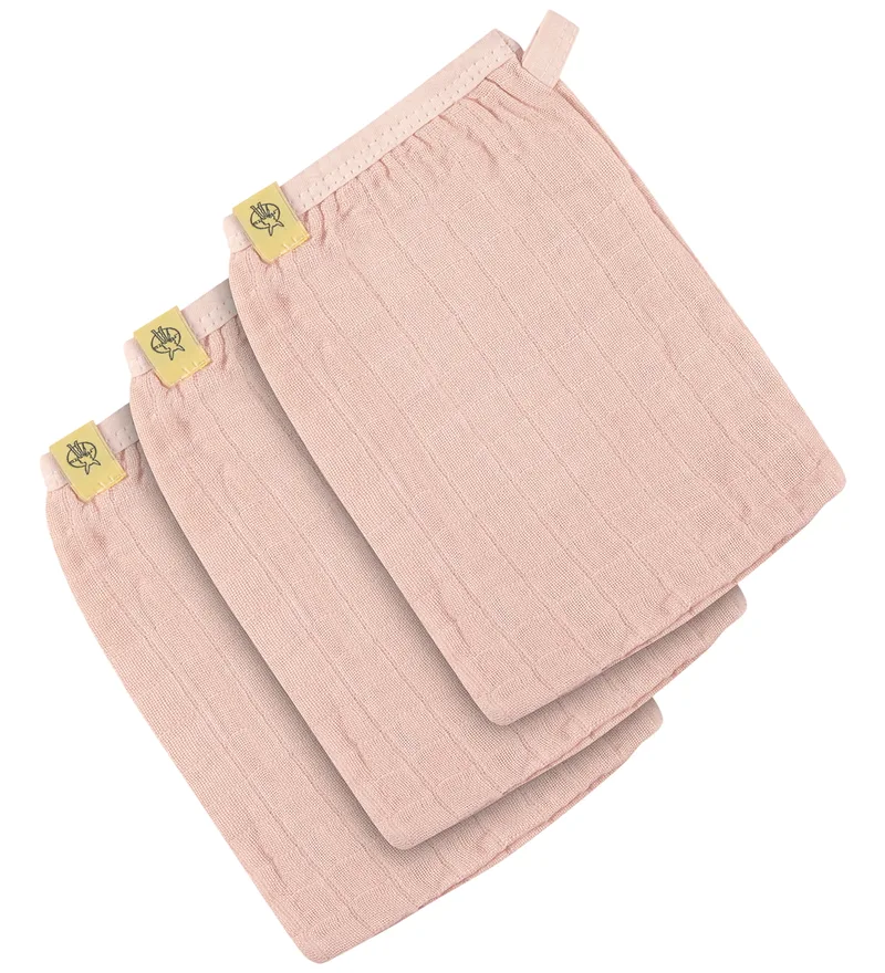 Washandje - Mousseline - 3-pack - Light Pink van Lässig – productfoto