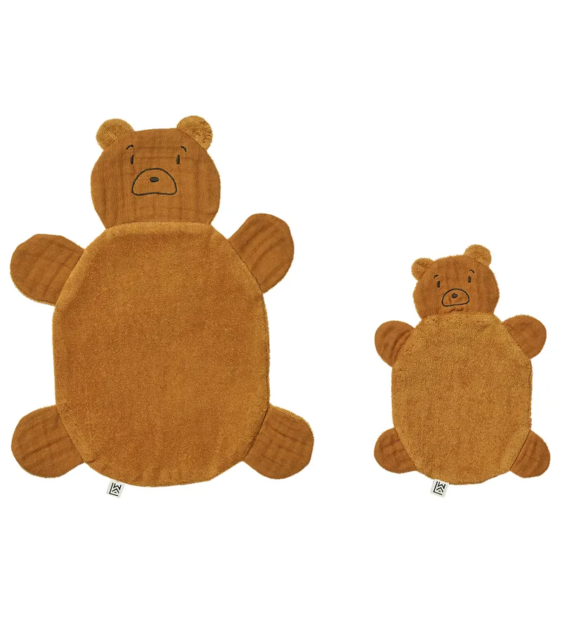Babydoekjes - 2-pack - Janai - Mr Bear/Golden Caramel van Liewood – productfoto
