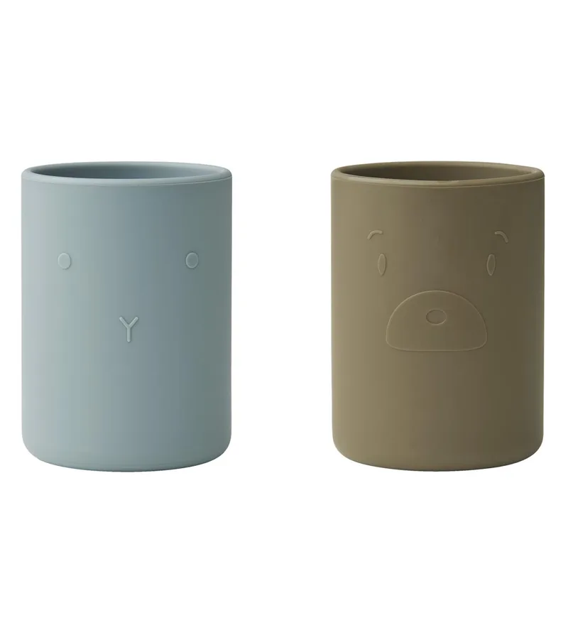 Beker - 2-pack - Ethan - Blue Mist/Khaki Mix de Liewood – photo produit