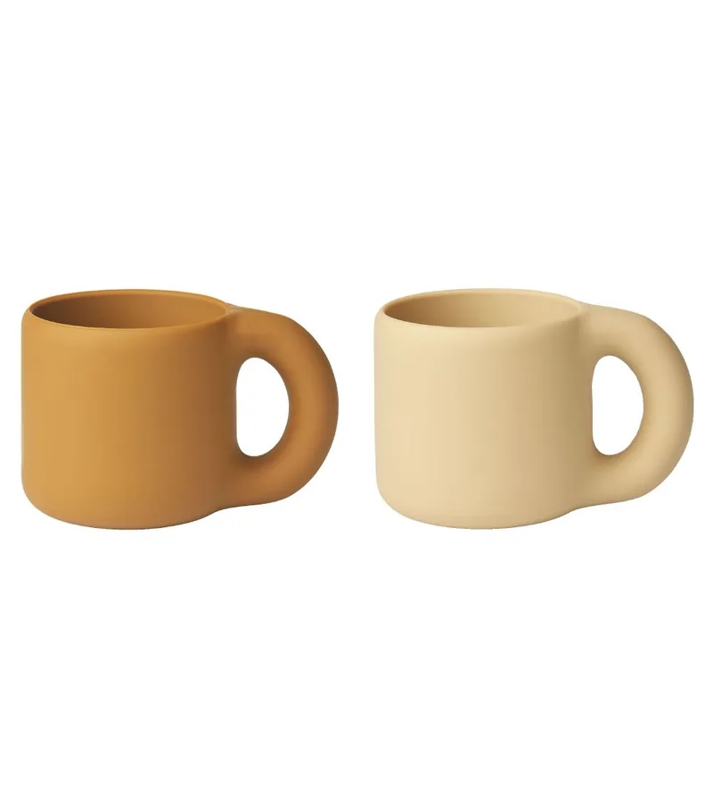 Beker - 2-pack - Silicone - Kylie - Golden Caramel/Safar van Liewood – productfoto