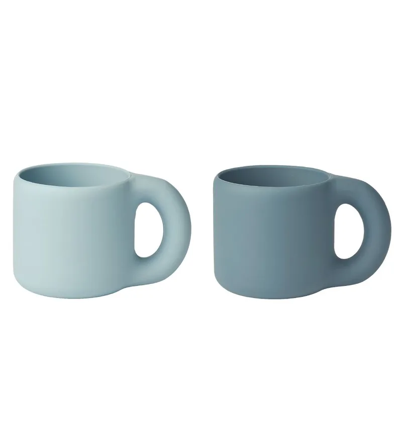 Beker - 2-pack - Silicone - Kylie - Sea Blue/Whale Blue de Liewood – photo produit