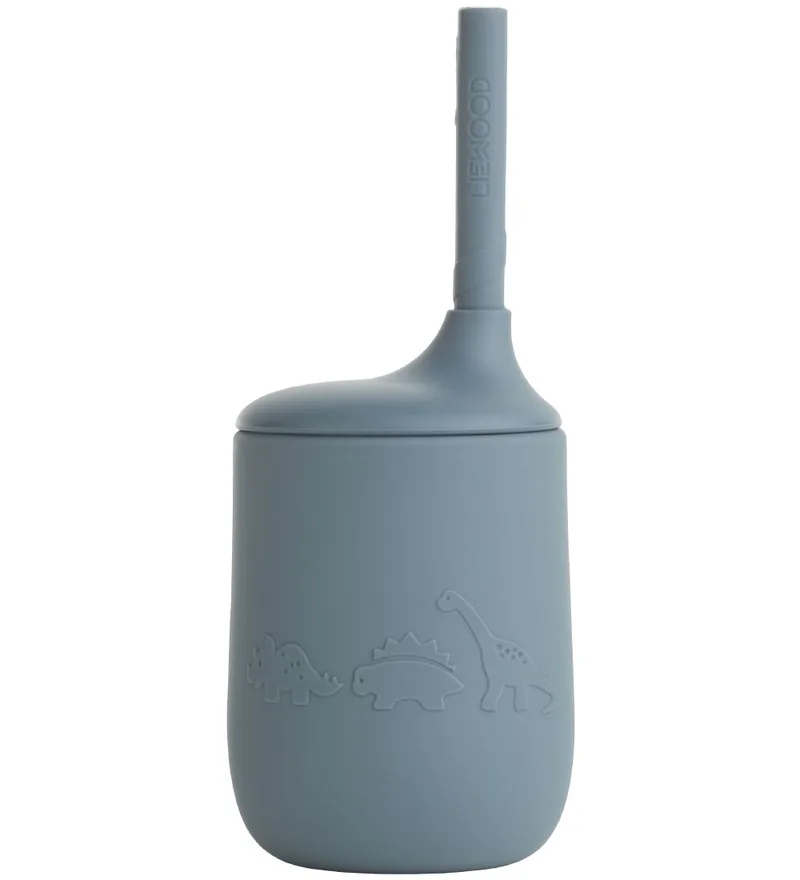 Beker m. Rietje - Ellis - Dino Whale Blue fra Liewood – produktbillede