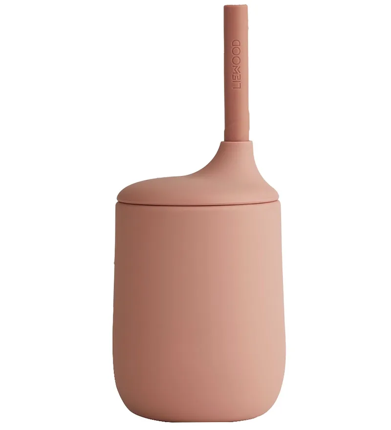 Beker m. Rietje - Silicone - Ellis - Dark Rose/Terracott fra Liewood – produktbillede