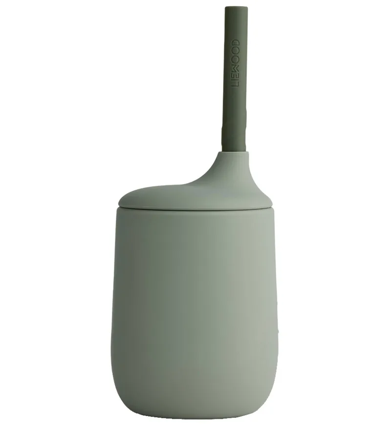 Beker m. Rietje - Silicone - Ellis - Faune Green/Hunter by Liewood – product photo