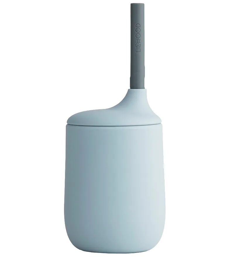 Beker m. Rietje - Silicone - Ellis - Sea Blue/Blue Wave by Liewood – product photo