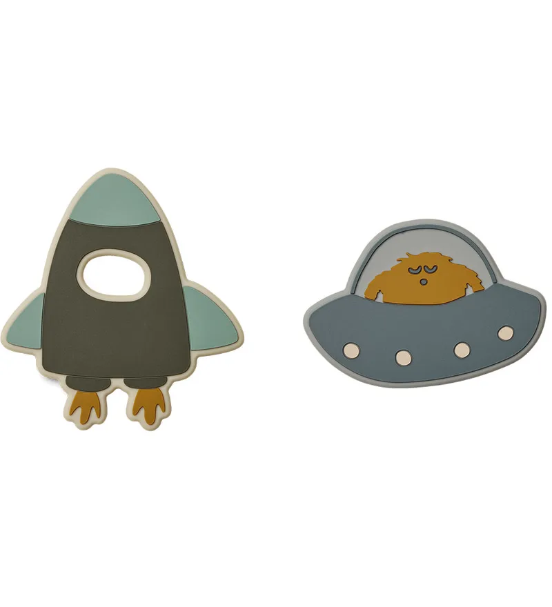 Bijtspeelgoed - Silicone - 2-pack - Gia - Space Blue Mul van Liewood – productfoto