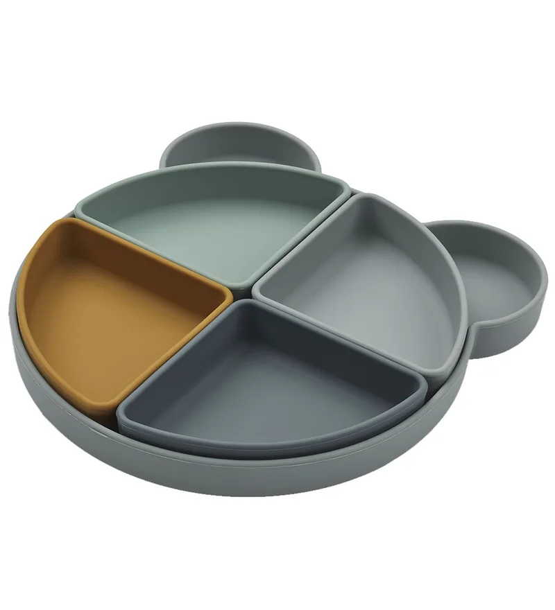 Assiette enfant Arne + 4 bols Mr bear blue fog multi mix de Liewood – photo produit