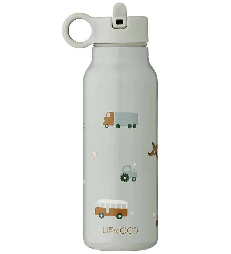 Drinkfles Falk, 350 ml, Voertuigen/Dove Blue Mix van Liewood – productfoto