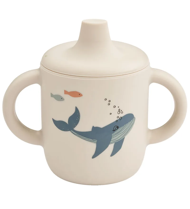 Drinkoefenbeker - Neil Sippy Cup - Silicone - Sea Scheps van Liewood – productfoto